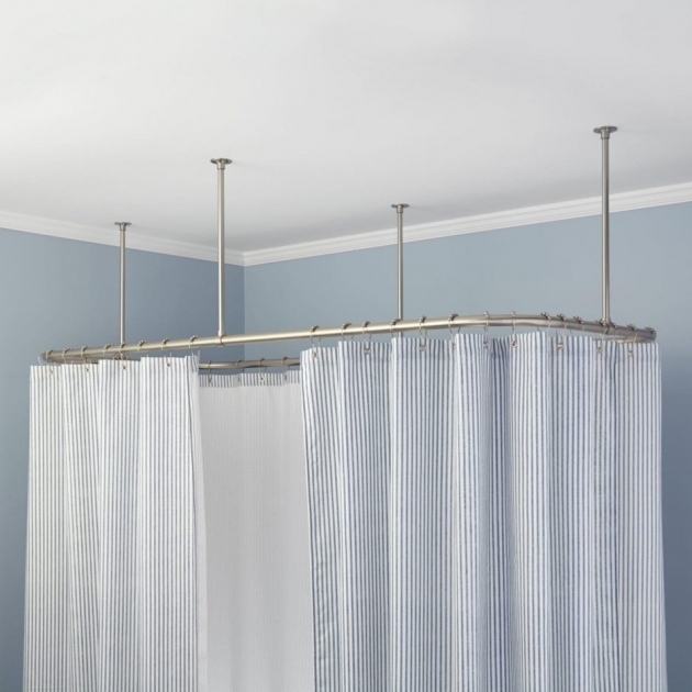 Inspiring Ceiling Mount Shower Curtain Rod Clawfoot Tub Shower Curtain Rods Ceiling Mounted Curtain Menzilperde