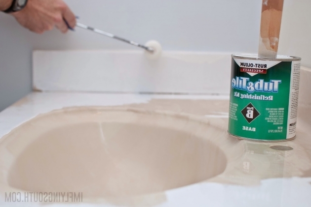 Amazing Bathtub Spray Paint Remodelaholic Painted Bathroom Sink And Countertop Makeover